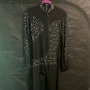 Black Mesh Rhinestone Bodysuit